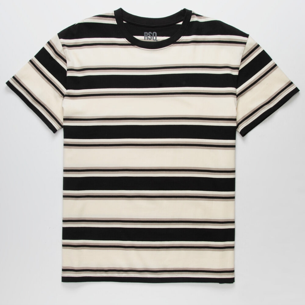 RSQ Oversized Striped Mens Black & White T-Shirt, Small